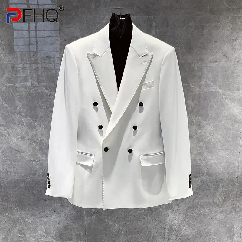 

PFHQ High Quality Button Lapel Suit Jackets Men's Business Casual Solid Color Coat Autumn Delicacy Simple Formal Blazers 21Z2816