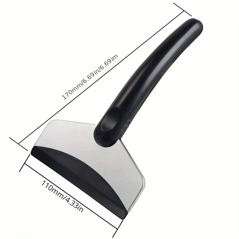 Heavy-Duty Metal Snow Shovel for Car Windshield-Black, Ice Scraper & Window Cleaning Tool for All Vehicles