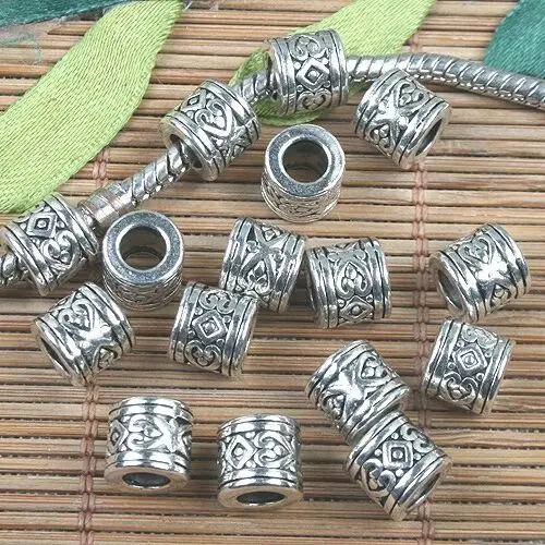 15pcs Tibetan Silver color round heart pattern 7mm spacer beads EF0133