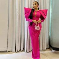 2025 Mermaid Prom Dress Christmas Evening Simple African Women Party Birthday Gowns O Neck Long Sleeves Elegant Wedding Gown 1