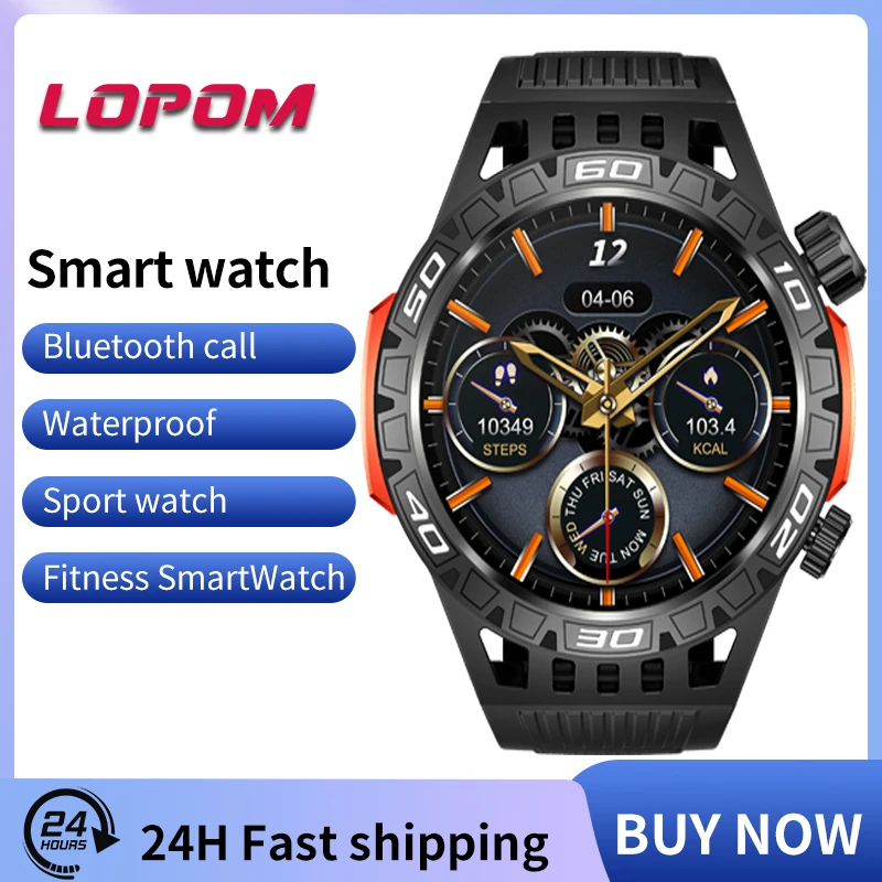 LOPOM-Smartwatch impermeável para homens e mulheres, monitor de saúde, chamada Bluetooth, pulseira inteligente, rastreador de fitness, esportes, HT22, 2024