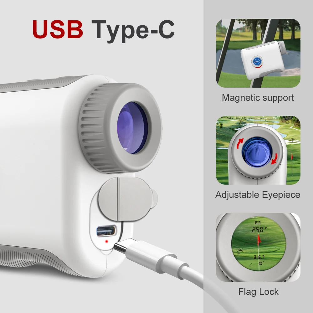 Golf Laser Rangefinder with Slope Switch Flag Locking Vibration and Magnet 6X Ma