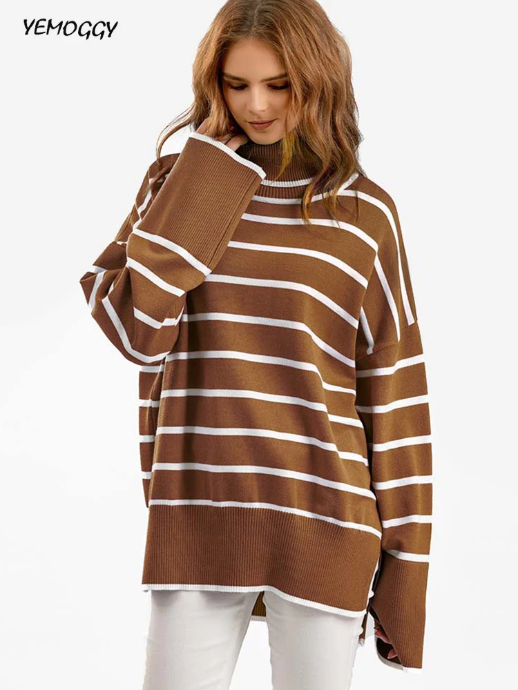 Time for Warmer Layers Fluffy Stripes Relaxed Knit Sweater