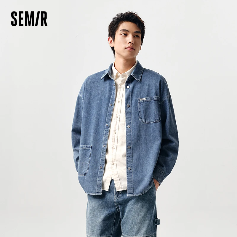 Semir Long-Sleeved Shirt Men Spring Pure Cotton Retro Style Denim Work Top