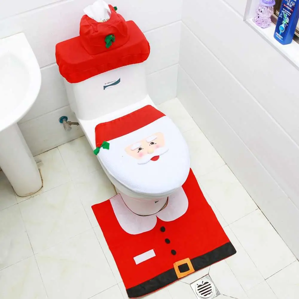 Weihnachts Toiletten Deko Set - Festlicher WC-Bezug Mit Vorleger