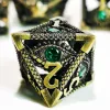 DnD Metal Dice Set - Hollow Dragon Eye Green D&D Dice with Zinc Alloy Core, 7 Polyhedral RPG Dice for Dungeons & Dragons 4
