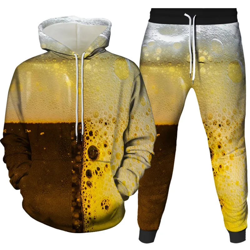 Men's Hip Hop 3D Print Hoodie Pant Sets Streetwear Sweatshirts