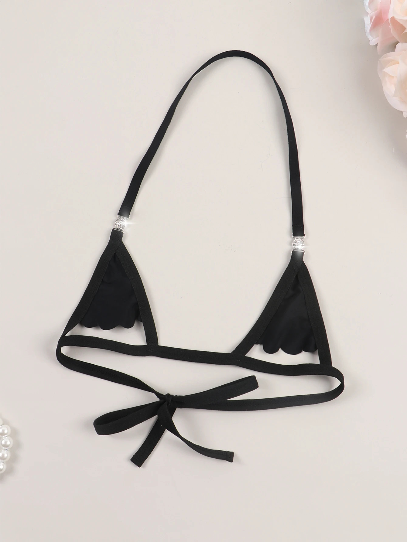 Halter Neck Bra Triangle Tops Sexy leather Lingerie Extreme  Erotic Cutout Bra Mini Bikini Open Cup Bra Hollow Out Underwear