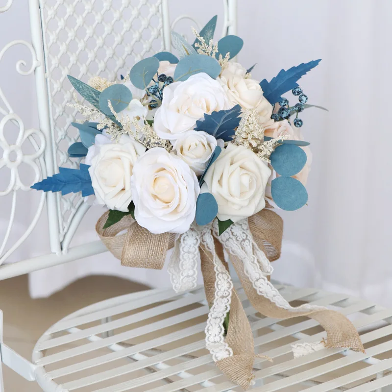 Bride Bouquet Boutonniere Wrist Corsage Waterfall Wedding Flower Bridesmaid Bouquet Wedding Ceremony Anniversary wedding bouquets wedding flower decoration