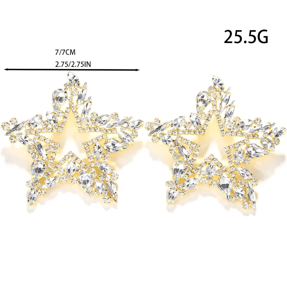 Orecchini A Stella Con Clip - Pendenti Dichiarazione Per Donna, Pentagramma In Lega - Foto 10