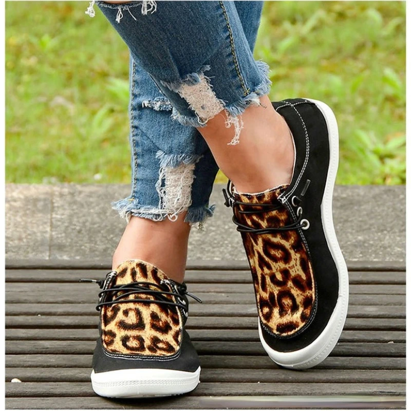 Summer Canvas Shoes Leopard Women Flats Breathable Female Slip on Loafers  Casual Sneakers Fashion Mocassins Femme Plus Size| | - AliExpress