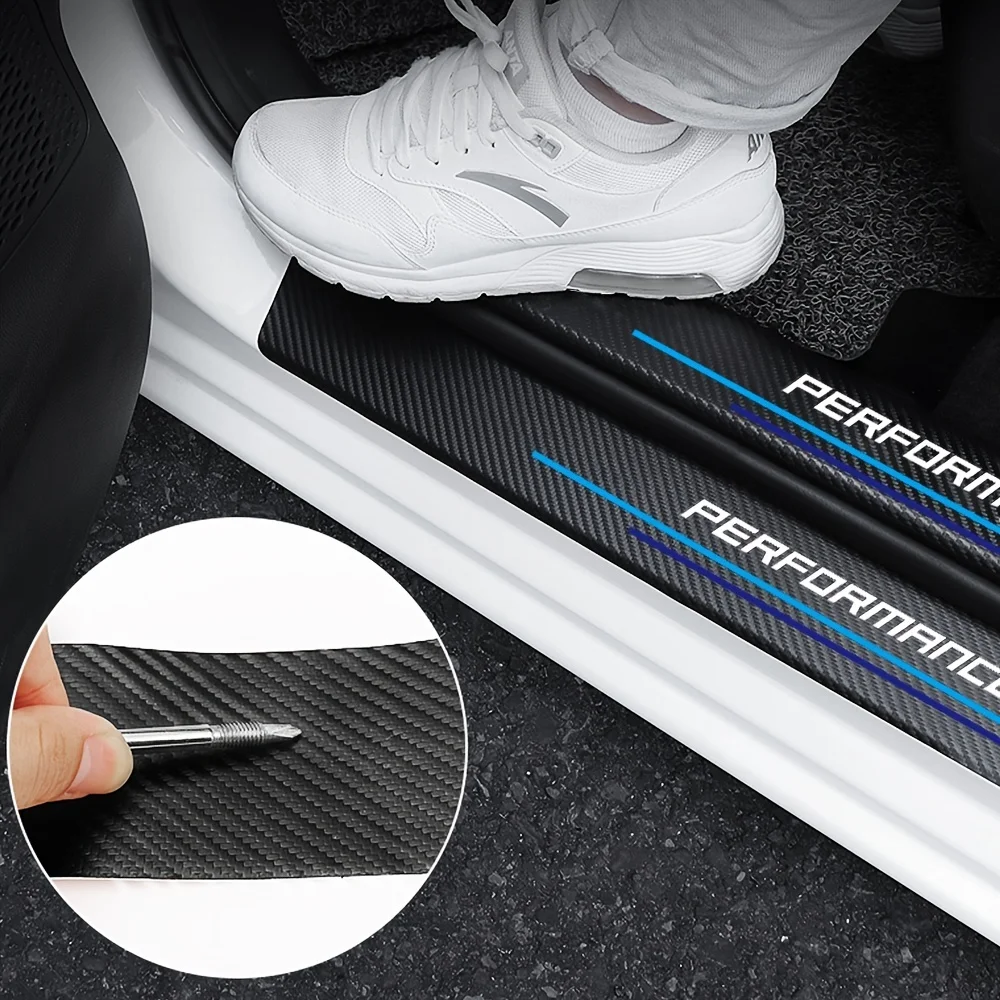 For Car 4Pcs Carbon Fiber Door Threshold protection Anti-Scratch ...