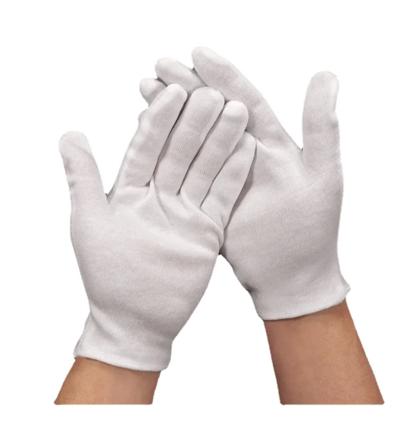 

2/5Pairs Work Full Finger Men Women Etiquette White Cotton Glove Waiters/Drivers/Jewelry/Workers Mittens Sweat Absorption Gloves