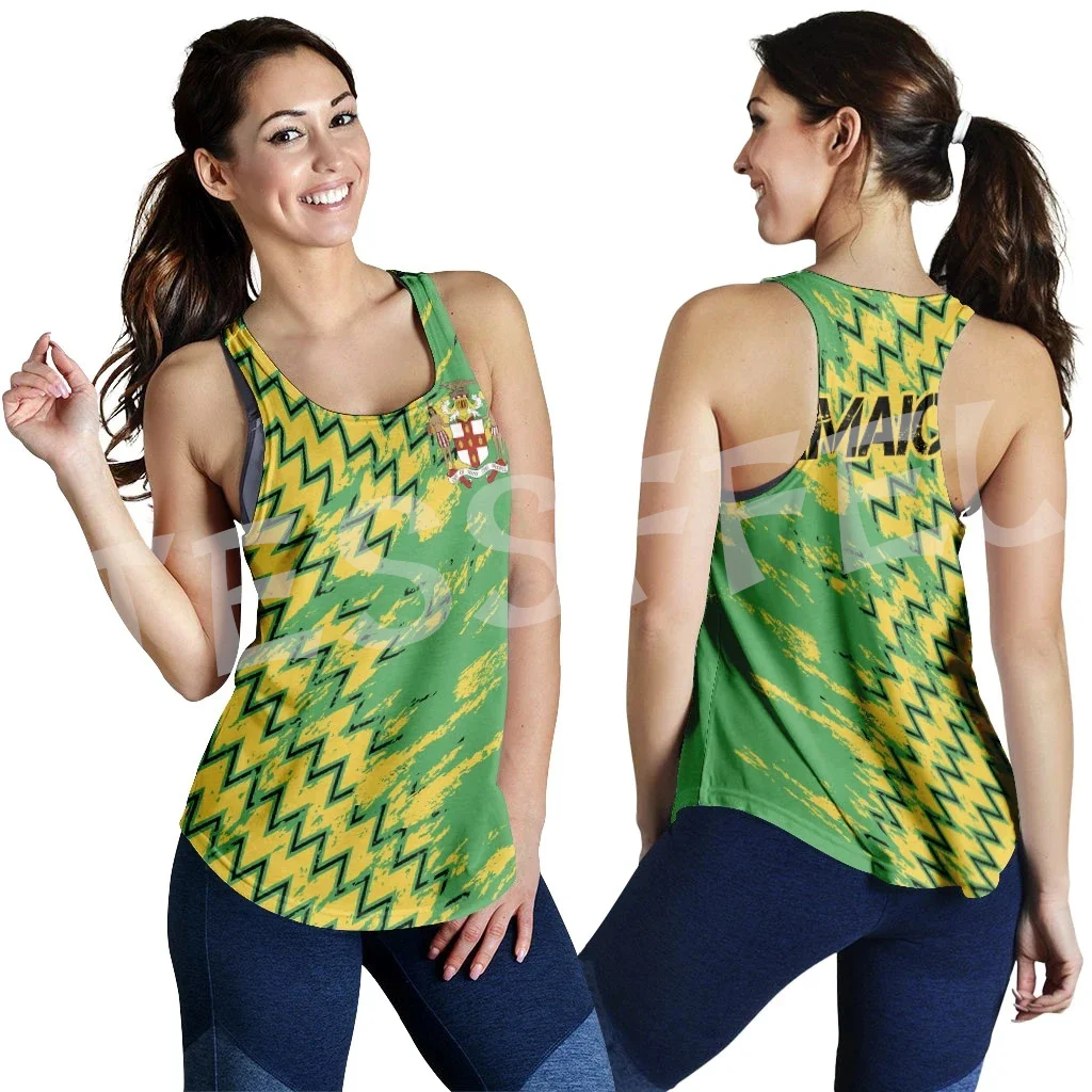 

Reggae Jamaica Country Lion Tattoo Tribe Retro 3DPrint Summer Casual Yoga Sportswear Women's Racerback Tank Vest Sleeveless X6