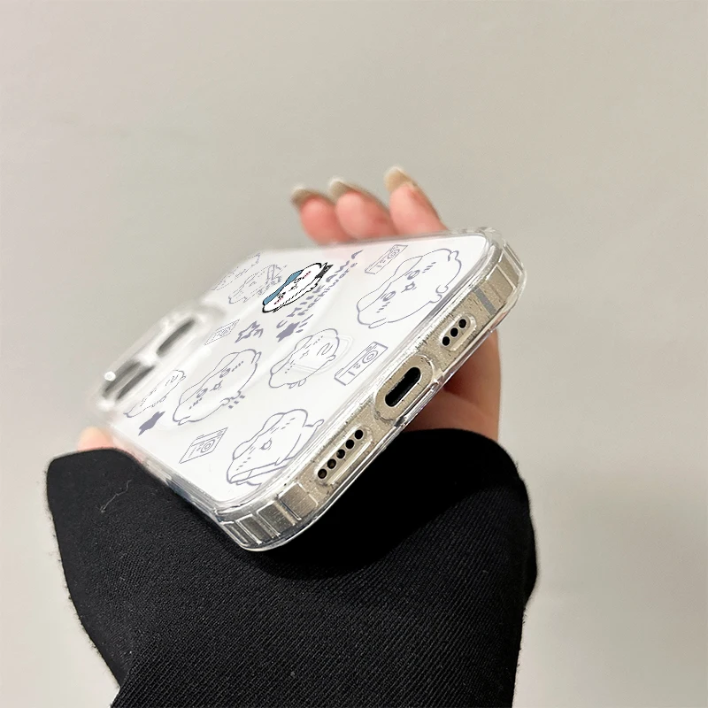Lovely C-Chiikawas Transparent Wireless Charging Case with Silicone Edge Cover