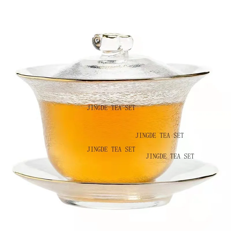 200ml handmade heat-resistant glass covered bowl Japanese style minimalist travel tea set