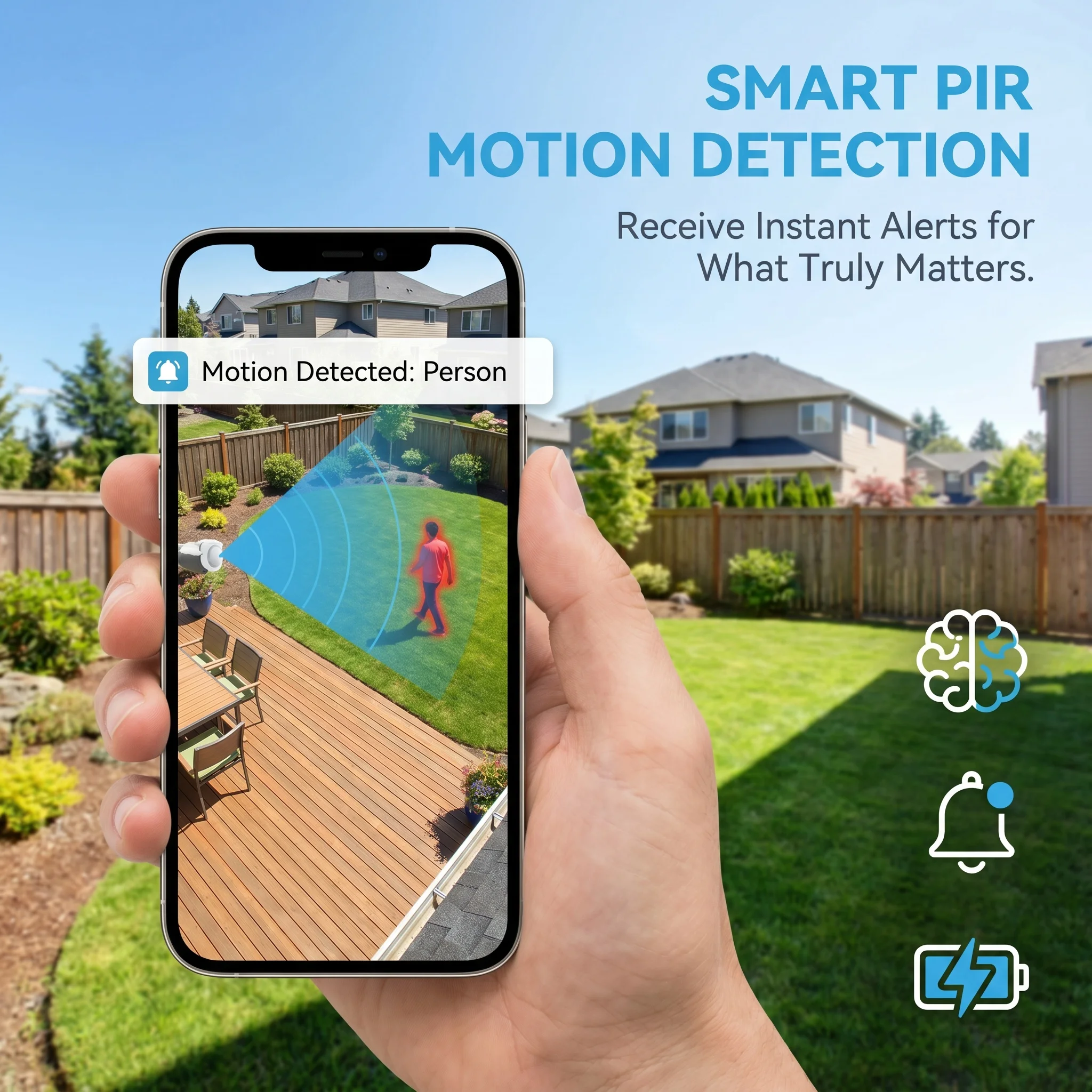 ANRAN 5MP Wifi Solar Camera 360° Rotation Security Surveillance Camera Outdoor Wireless Human Detection Custom Detection Area 5