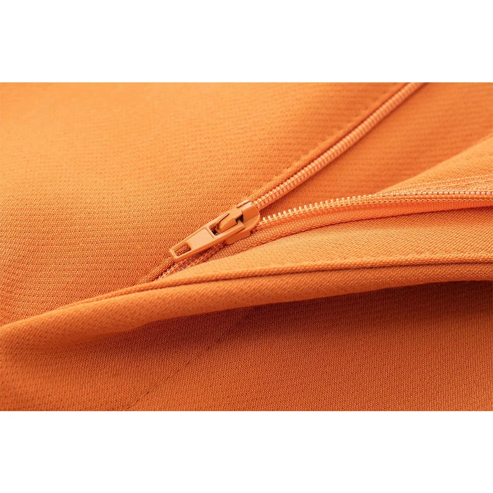 spandex shorts DUOPERI Women Fashion Solid Orange Skirts Shorts Vintage Mid Waist Front Zipper Female Chic Lady Short Pants new hooters shorts