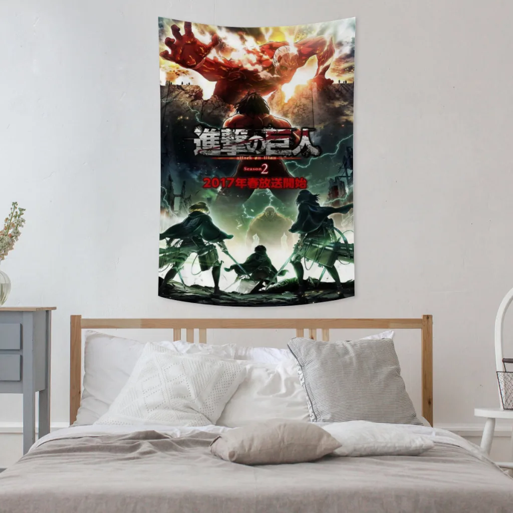 

Wings Of Liberty Attack on Titan Retro Anime Cartoon Tapestry Wall Hanging Cloth Home Décor Aesthetic