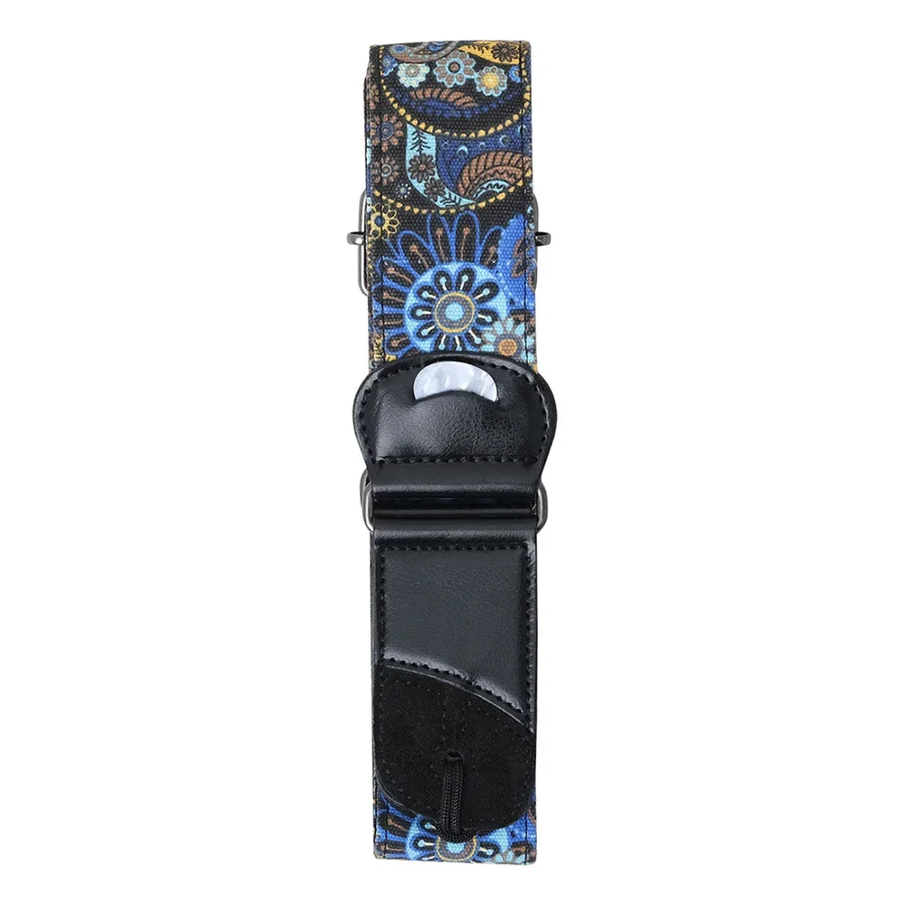 Embroidered Electric Guitar Strap with Plectrum Holder - String Instrument Accessory
