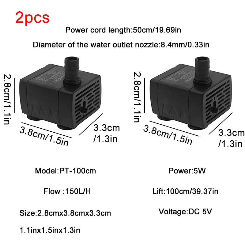 Ultra Quiet USB Aquarium Fish Tank Filtration Pump Mini Pet thumbnail 1