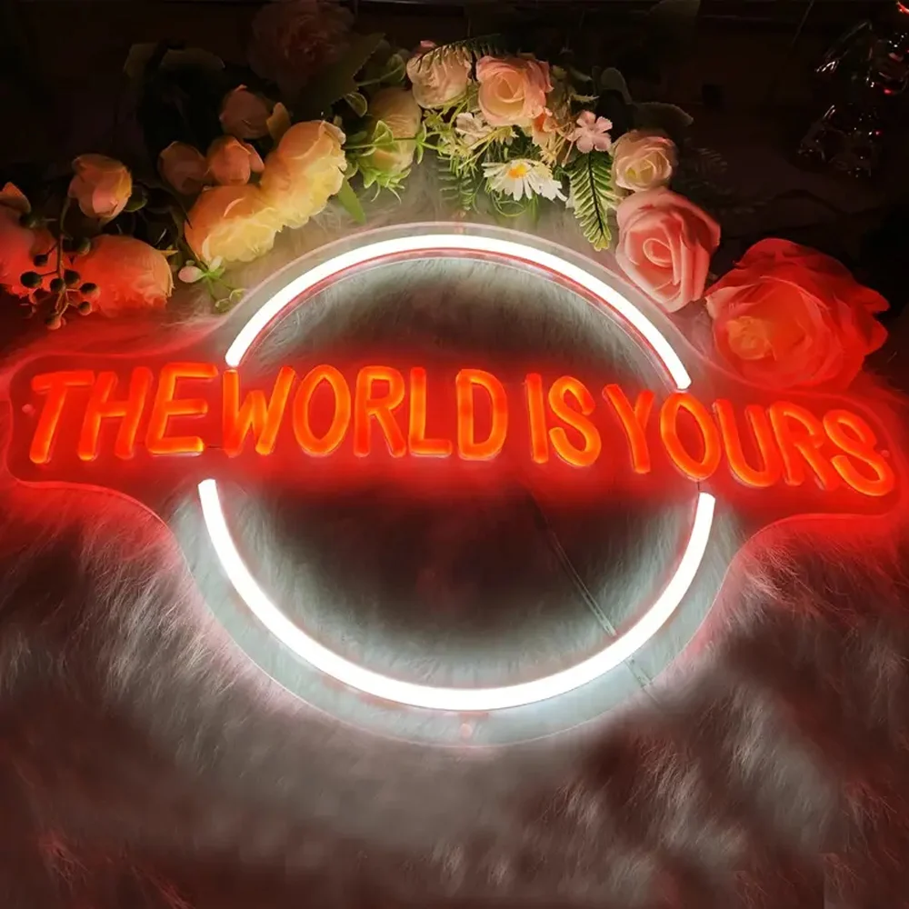 The World Is Yours Neon Sign-Acrylic Finish, Switch Control, Multipurpose USB Powered LED Light for Home, Bar, Wedding Decor