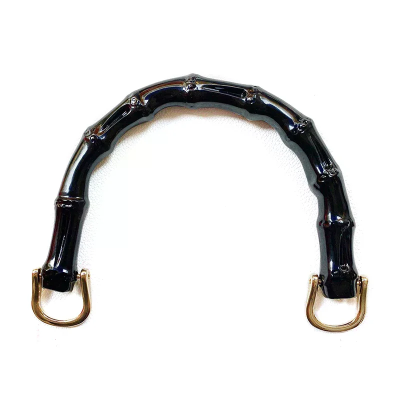 Maniglia per borsa in tessuto Accessorio per borsa in tessuto Maniglia per borsa in bambù Imitare Maniglia per scatola Maniglia per borsa in plastica con fibbia a D Nero fai da te - immagine 6
