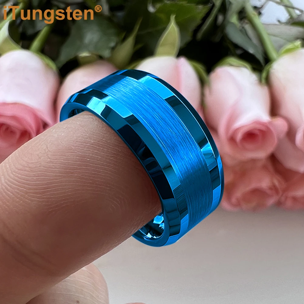 iTungsten 10mm large ring men's tungsten alloy engagement ring, beveled center brushed and polished, comfortable fit w70 bar w70cu30 tungsten copper alloy bar rod spot welding electrode rod diy material length200mm diameter 1 to 10mm