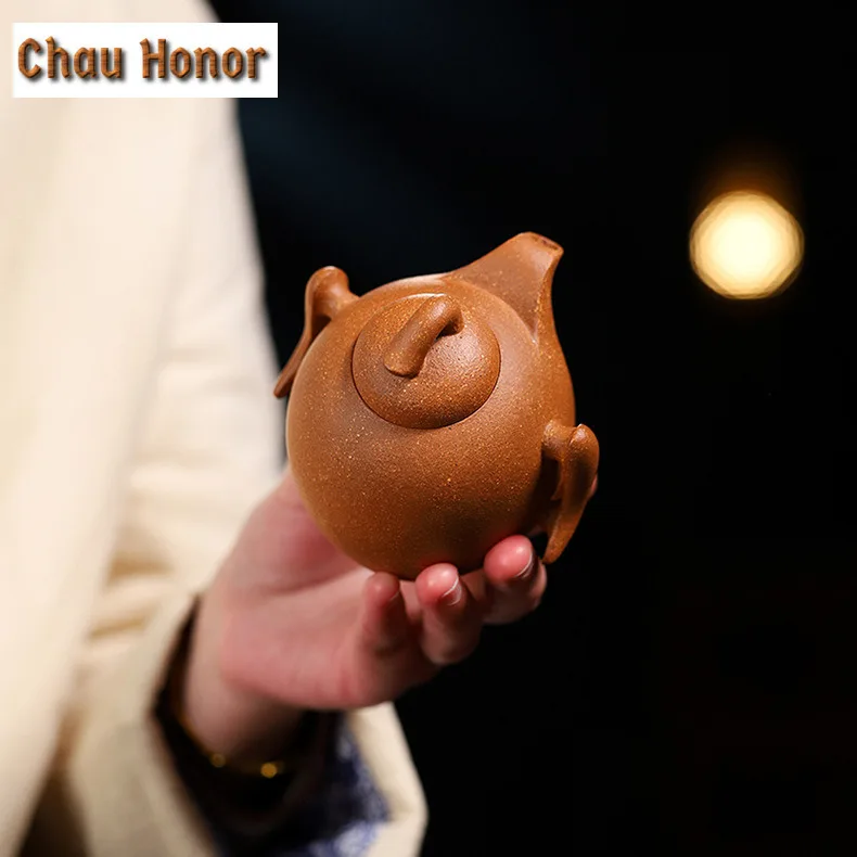 240ml High-end Yixing Purple Clay Teapots Handmade Penguin Hand-held Pot Raw Ore Mud Kettle With Strainer Chinese Zisha Tea Set