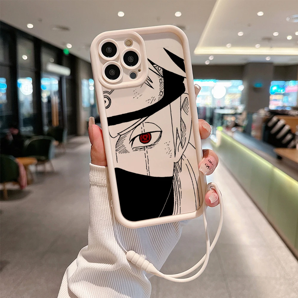 thumbnail image 1 of Funda de teléfono Anime Cool-N-Narutos para IPhone 15 14 13 12 11 Pro Max Mini XR XS X 7 8 Plus, funda trasera suave de TPU con correa de mano, 1 of 5
