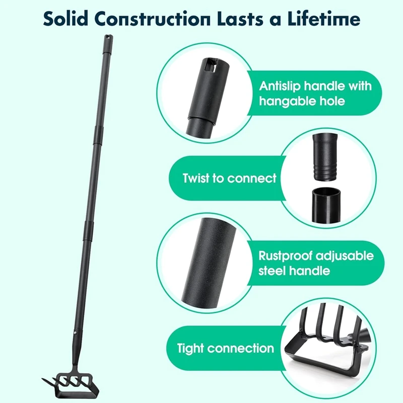 Garden Hoe- 62 Inch Long Stirrup Hoe Garden Tools Cultivator For Weeding, Heavy Duty Garden Hoe With Adjustable Handle 2