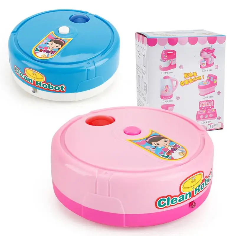 Sweeping Robot Dollhouse Electric Music Cleaning Machine Vacuum Cleaner Sweeping Robot Toy Children Gift Pretend Play Toy 2