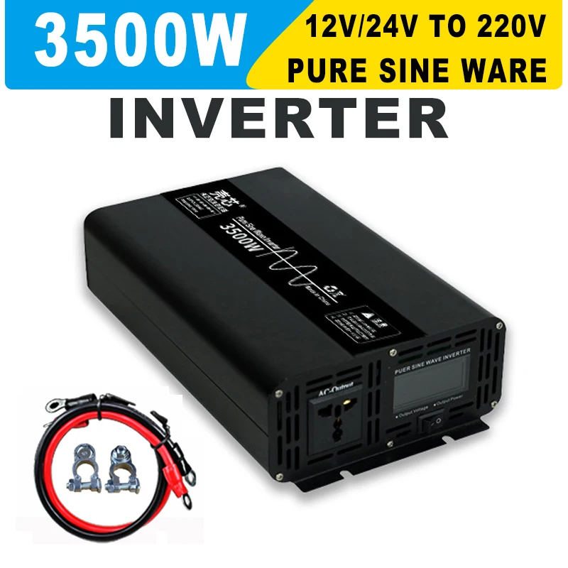 

Pure Sine Wave Inverter 3500W DC 12v/24v To AC 220V Power Converter Voltage Transformer Solar Inverter LED Display Car Inverter