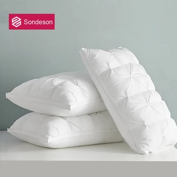 Sondeson Luxury White 100% Goose Down Pillow Down-proof Queen King 100% Cotton Bedding 3D Style Rectangle Winter Bedding Pillows