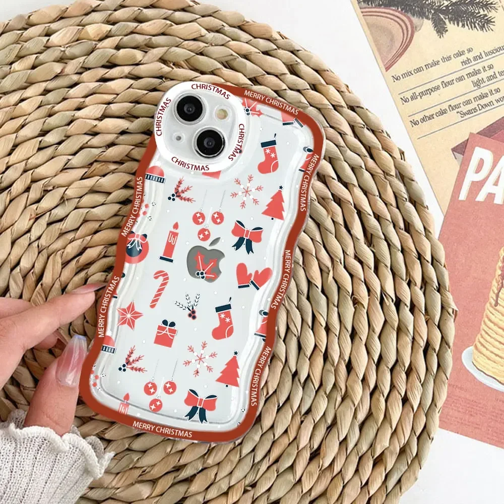 Merry Christmas Wave Transparent Silicone Phone Case - Soft and Stylish Protective Shell
