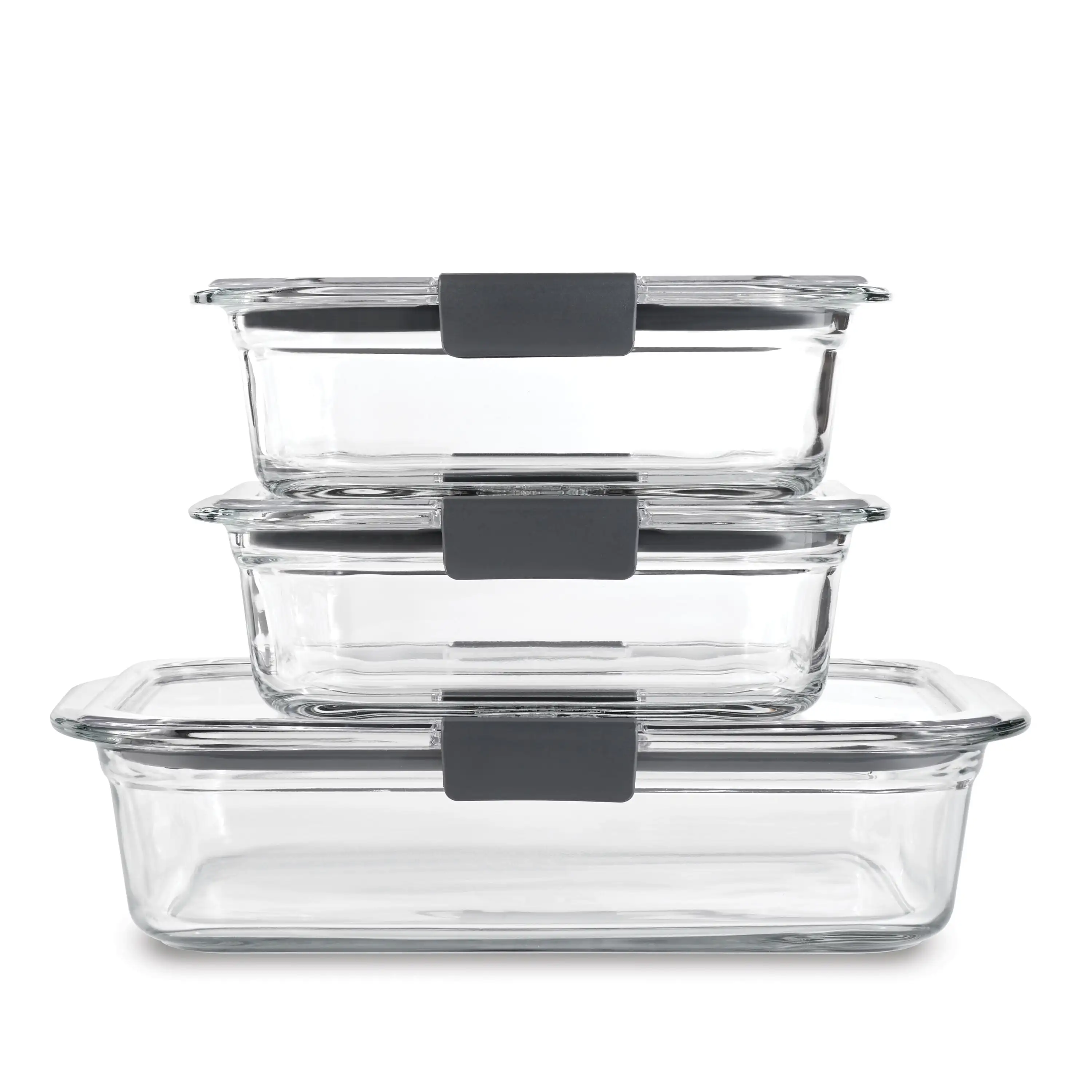 

Rubbermaid Brilliance Glass Set of 3 Food Storage Containers with Latching Lids, Leakproof