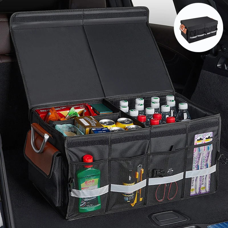 Car Trunk Organizer with Lid Collapsible Car Trunk Storage Organizer