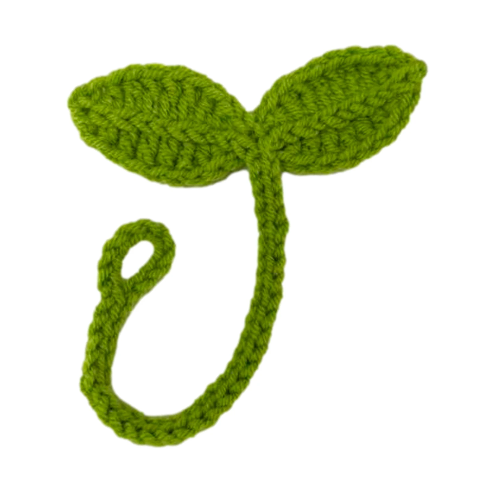 Knitted Crochet Leaf Sprout Bookmark Leaf Decor Green DIY Craft Cute Handmade Crochet Accessories Gift For Holidays New Year