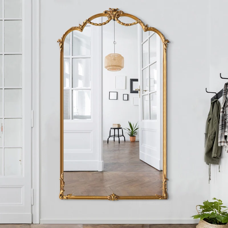 

Large Aesthetic Wall Mirror Full Body Luxury Metal Long Mirror European Minimalist Modern Espejos Bedroom Decoration GXR50XP