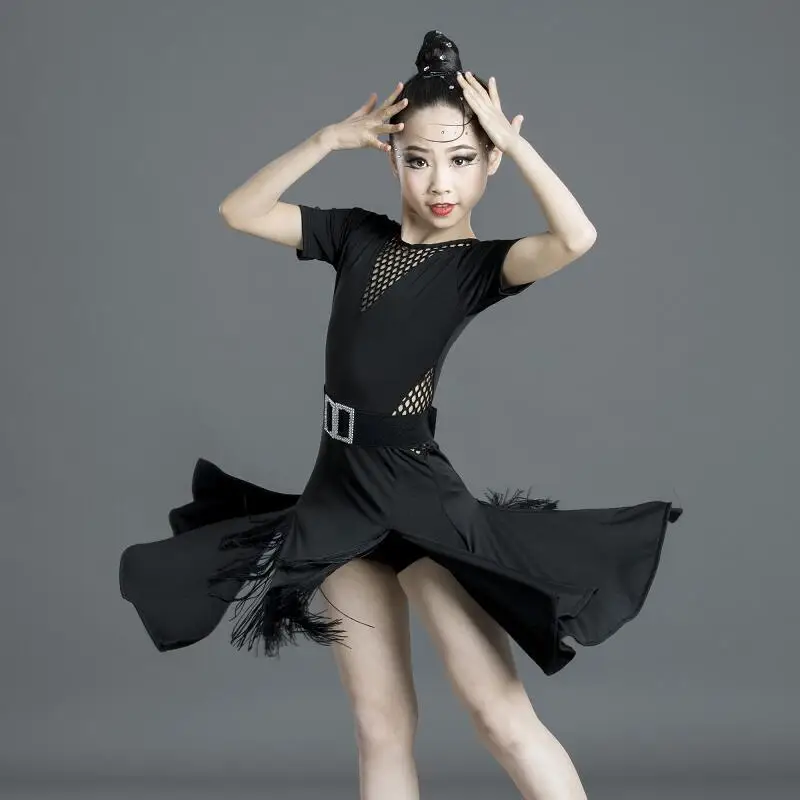New Children's Latin Dance Skirt Fringe Girls' Practice Clothes Summer Competition Grading Dance Clothing