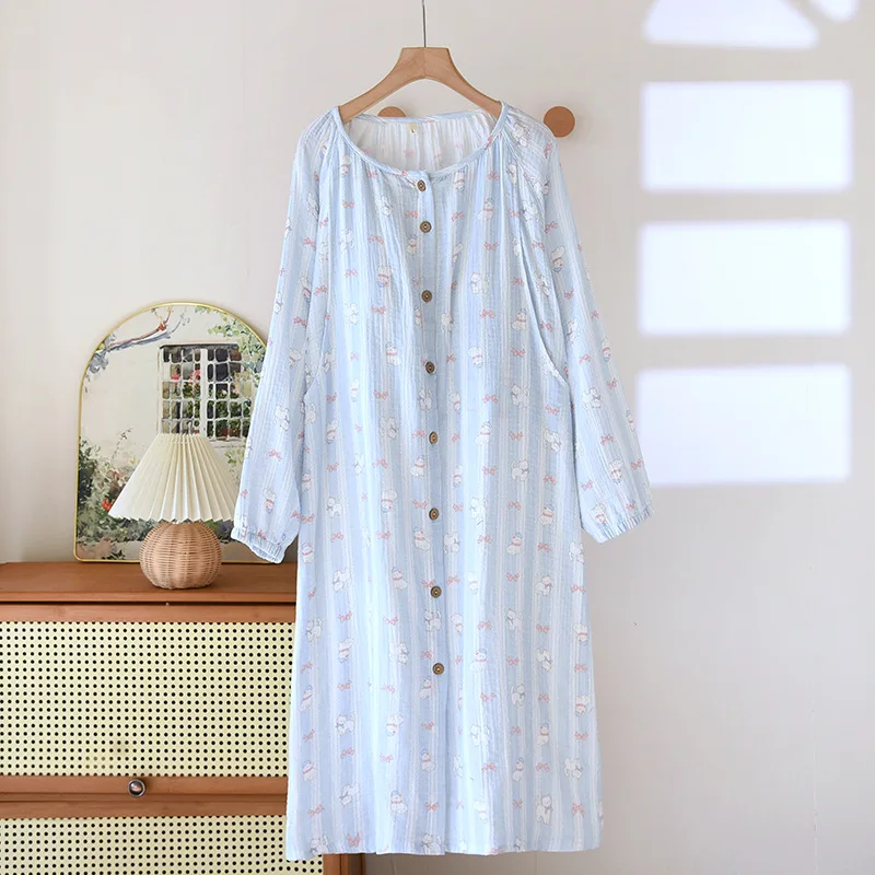 Pure Cotton Nightgown For Breastfeeding Pregnancy Dresses Spring New Feeding Nightie Nursing Gown Maternity Clothes 3