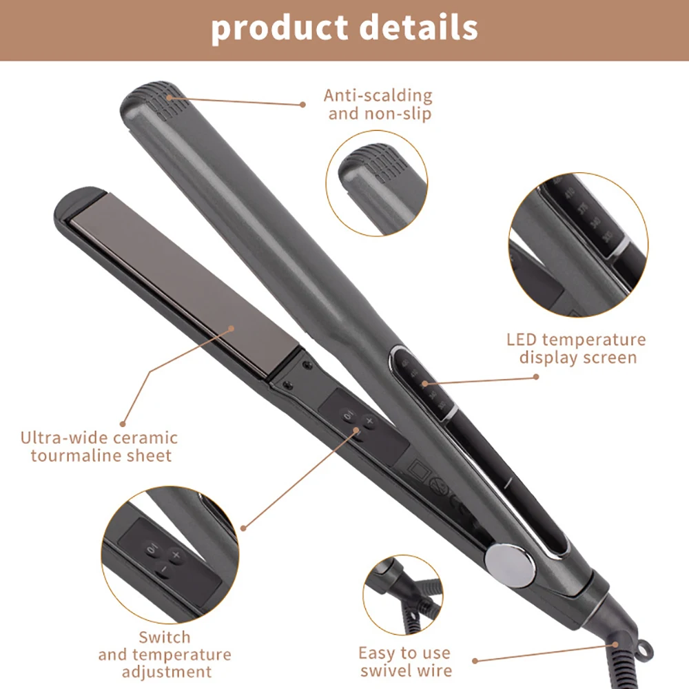 Max 250โ/480โ Professional Hair Straightener with Negative Ions Generator Ceramic Coating Plate LCD 2 IN 1 Flat Iron MCH Heating