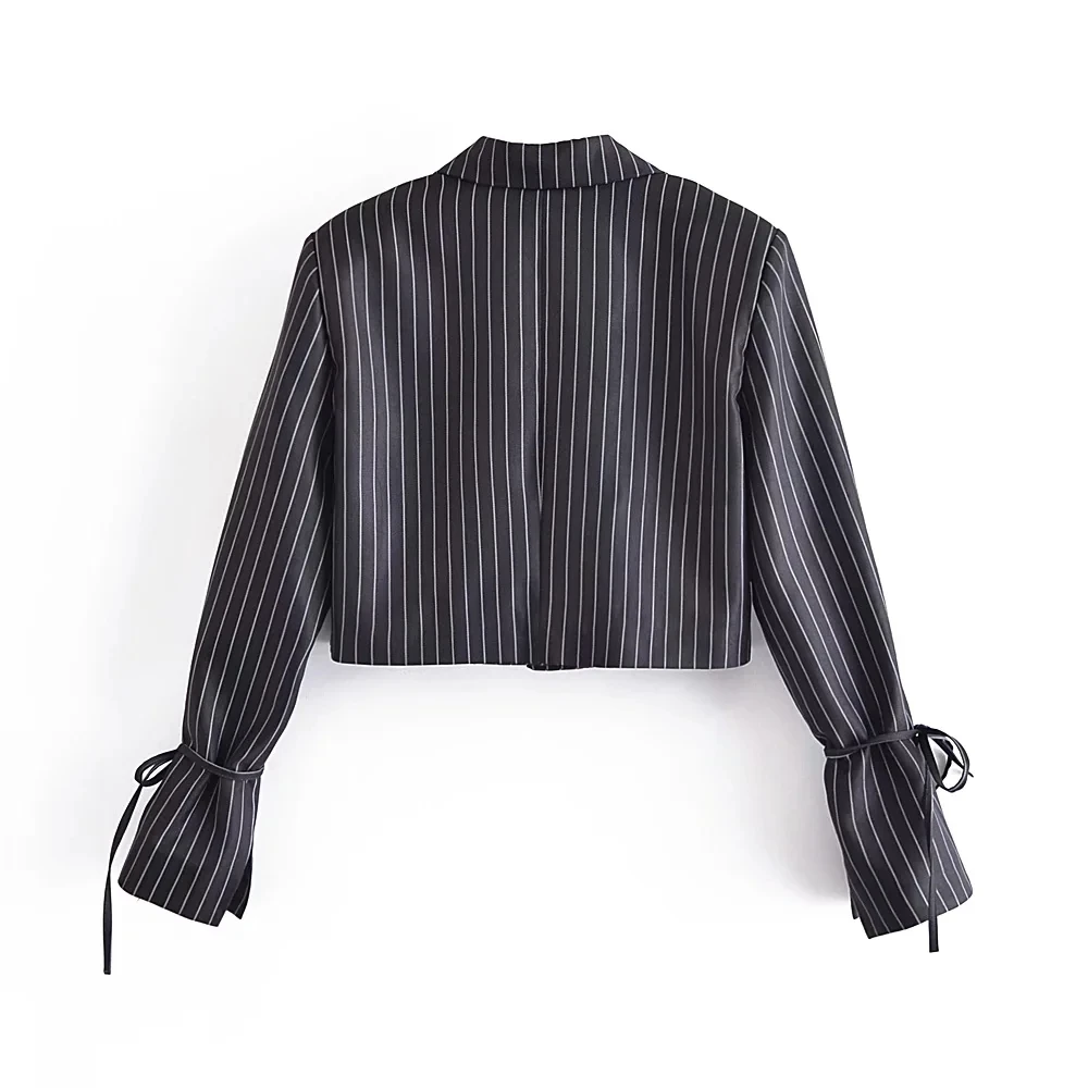 Jaquetas para as Mulheres Moda com Gravata Xnwmnz Listrado Colheita Blazer Cabolsa Vintage Manga Longa Feminino Outerwear Chique Veste Femme 2022 3 Computers & Electronics
