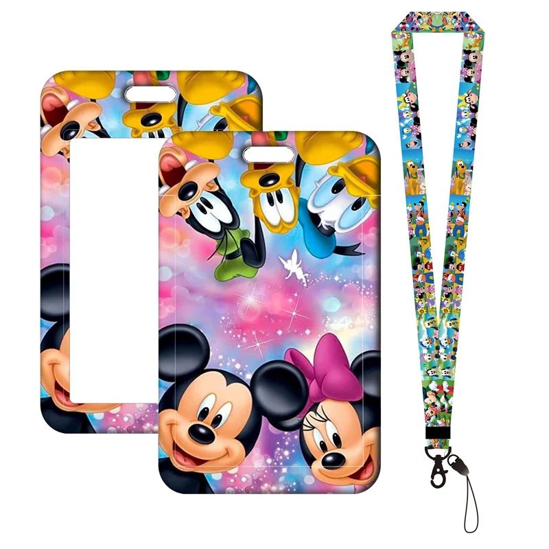 Disney Stitch Topolino Porta carte Cordini Porta carte Minnie Tracolla per portachiavi Porta bambini Porta badge Porta carte Boy Girl 6