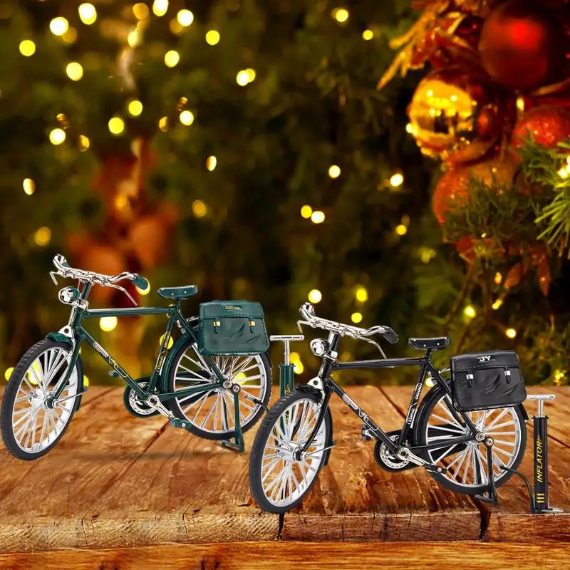 

DIY Bicycle Model Scale Alloy Bicycle Sculpture With Inflator DIY Retro Bicycle Model Ornament Assembled Finger Bicycle Model