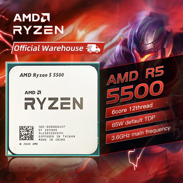 AMD Ryzen 5 5500 R5 5500 3.6 GHz 6-Core 12-Thread CPU Processor 7NM L3=16M  100-000000457 Socket AM4 New but without cooler - AliExpress