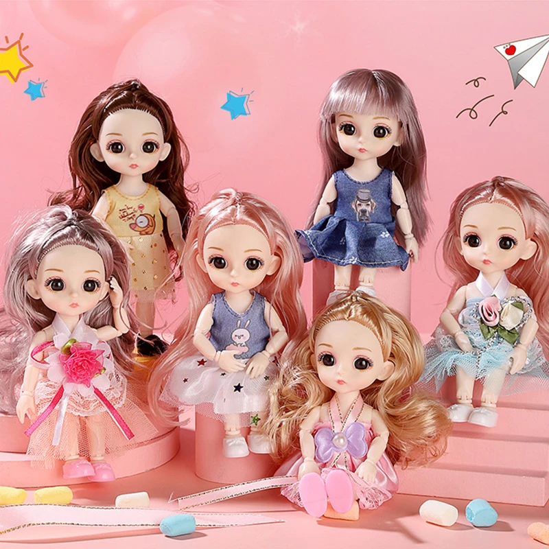 

Подвижная кукла для девочек, 3d кукла, красивые игрушки для девочек, одежда, платье, 1/12, модная Кукла, 17 см, подарки для девочек