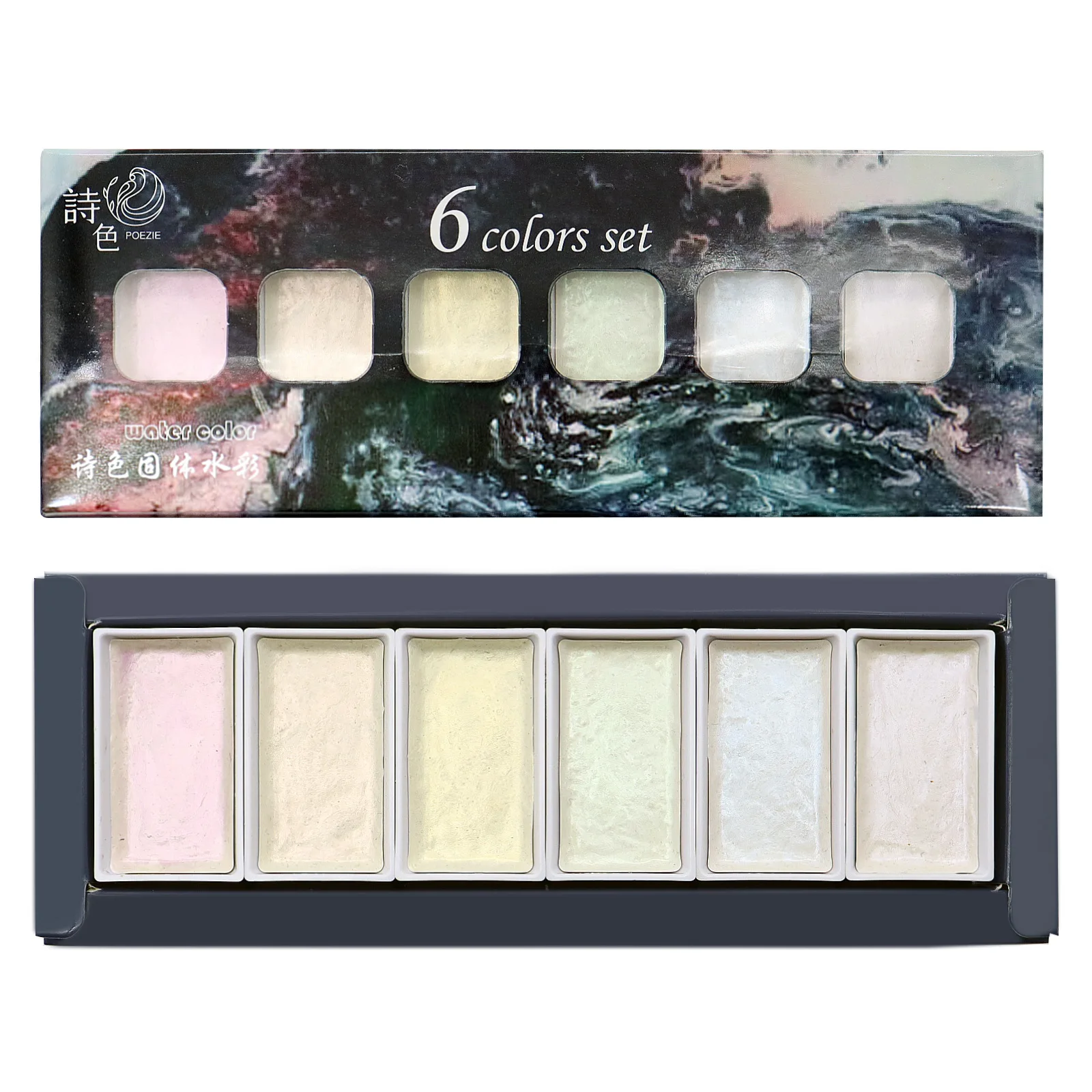 סט של 6 צבעים, צבעי מים למקצוענים, לאמנים ולמלאכים, איורים, ציור, כתיבה