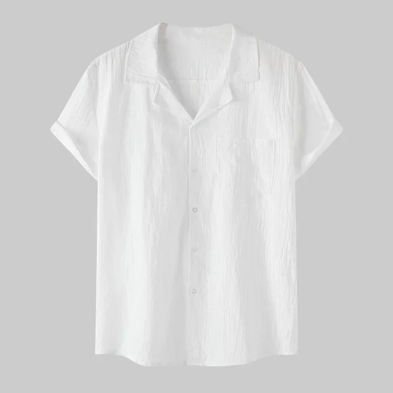 Men Clothing 2022 New Summer Cotton and Linen Short-sleeved Shirt Men's Linen Casual Half-sleeve Cardigan Shirt Thin Shirt Men