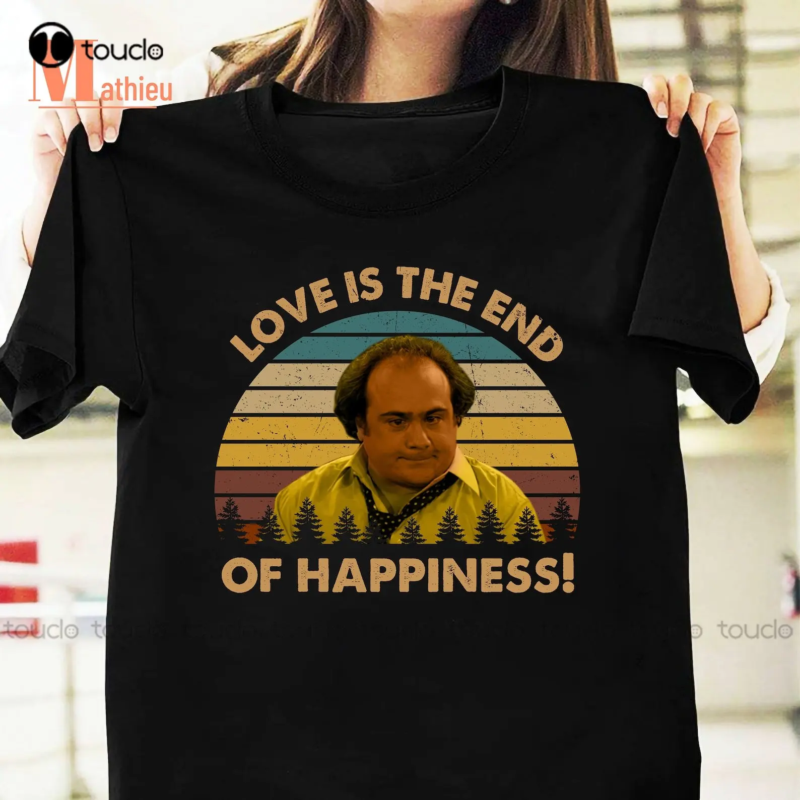 Love Is The End Of Happiness Louie De Palma T-Shirt Vintage Johnny Devito Shirt Comic Shirt Taxi Tv Series Workout Shirt
